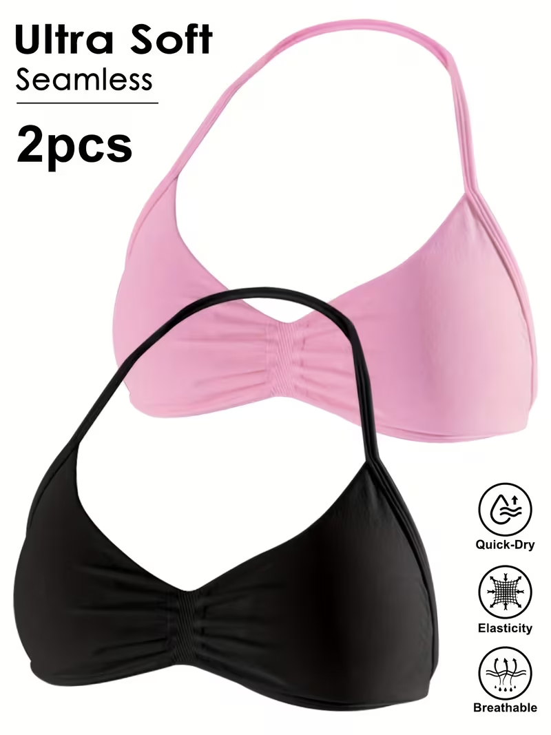 Underwire Bra Padded - 2피스 심리스 섹시 오픈 백 짐