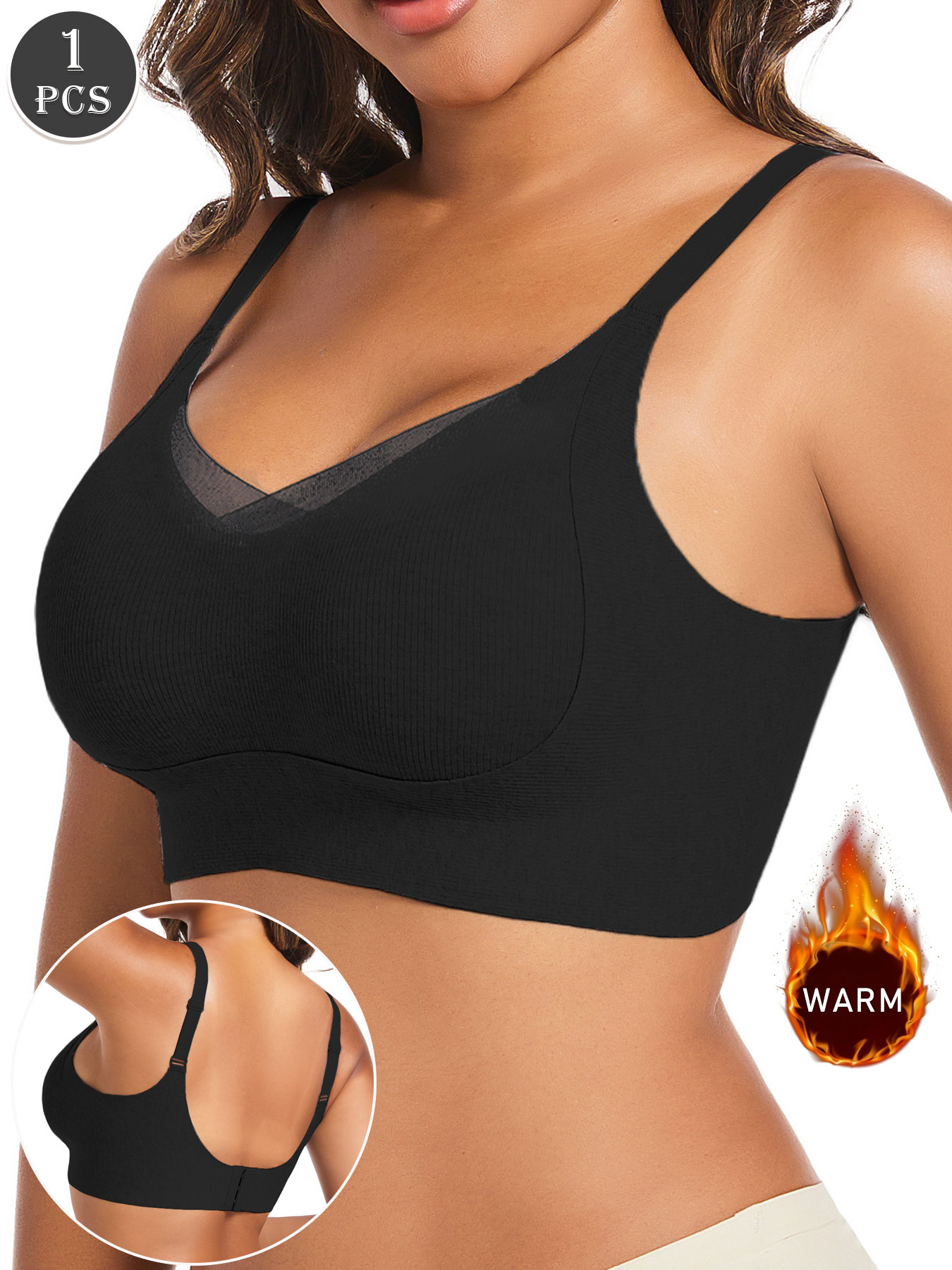 Underwire Bra Padded - 1개 여성용 캐주얼 블랙 푸시업 브라