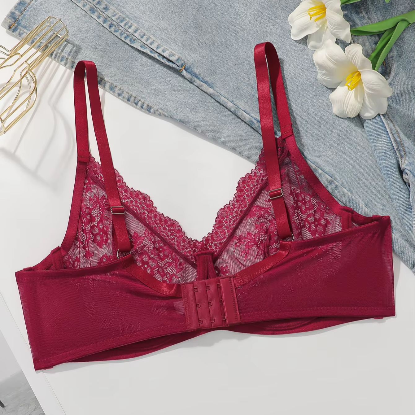 여성 플러스 사이즈 레드 레이스 시스루 브라 언더와이어 - Sheer Bra Lace 리뷰 및 가격